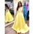 A-Line Long Yellow V-Neck Prom Dresses Formal Evening Gowns 6011001