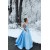 A-Line Long Blue V-Neck Prom Dresses Formal Evening Gowns 6011034
