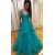 A-Line Tulle V-Neck Long Prom Dresses Formal Evening Gowns 6011053