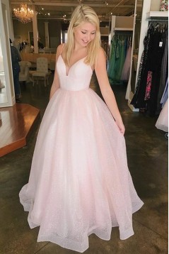 Long Pink Spaghetti Straps Prom Dresses Formal Evening Gowns 6011063