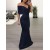 Mermaid Off-the-Shoulder Long Navy Prom Dresses Formal Evening Gowns 6011089