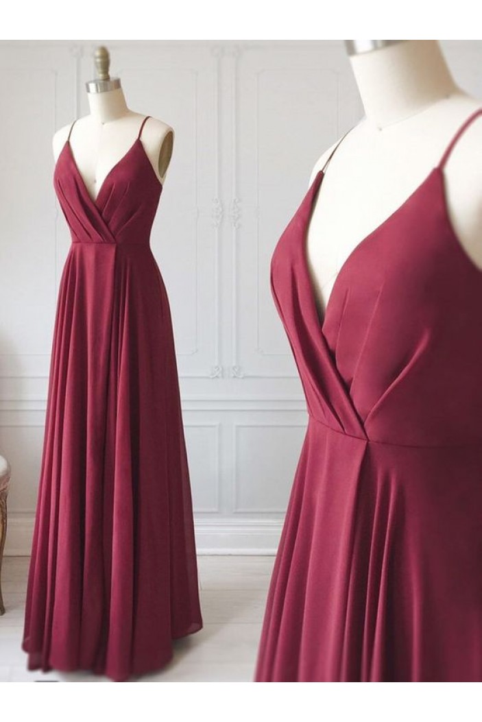 A-Line V-Neck Long Prom Dresses Formal Evening Gowns 6011138