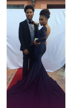 Mermaid Long Sleeves Lace Prom Dresses Formal Evening Gowns 6011150