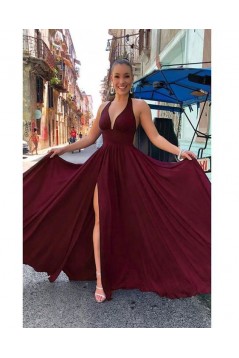 Elegant A-Line V-Neck Long Prom Dresses Formal Evening Gowns 6011172