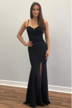 Long Black Lace Mermaid Prom Dresses Formal Evening Gowns 6011205