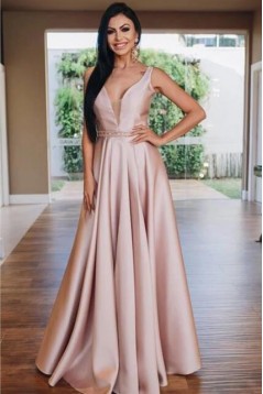 A-Line V-Neck Long Prom Dresses Formal Evening Gowns 6011211