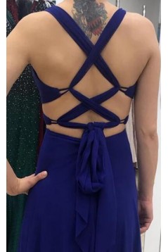 A-Line Chiffon V-Neck Long Prom Dresses Formal Evening Gowns 6011212