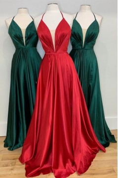 A-Line V-Neck Long Prom Dresses Formal Evening Gowns 6011215
