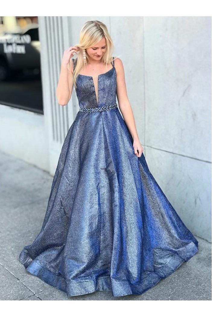 A-Line Beaded Sparkly Long Prom Dresses Formal Evening Gowns 6011222