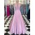 A-Line Long Pink Lace Prom Dresses Formal Evening Gowns 6011237