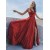 A-Line V-Neck Satin Long Prom Dresses Formal Evening Gowns 6011245