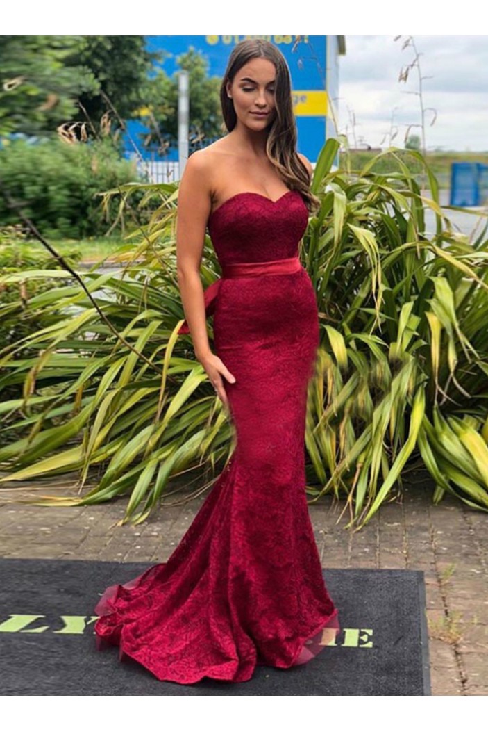 Mermaid Sweetheart Lace Long Prom Dresses Formal Evening Gowns 6011292