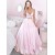 A-Line Two Pieces Long Pink Prom Dresses Formal Evening Gowns 6011322