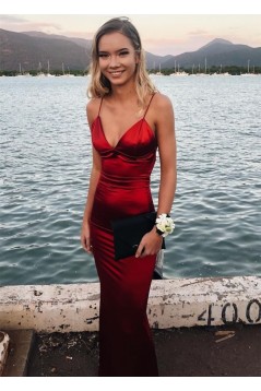 Mermaid V-Neck Long Prom Dresses Formal Evening Gowns 6011329