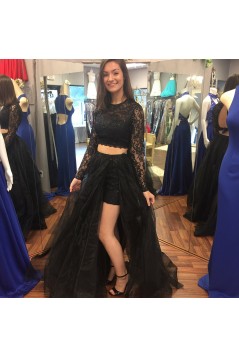 A-Line Two Pieces Lace Long Prom Dresses Formal Evening Gowns 6011355