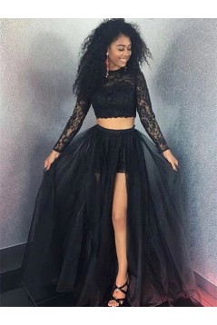 A-Line Two Pieces Lace Long Prom Dresses Formal Evening Gowns 6011355