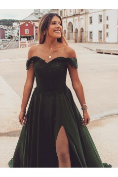 A-Line Lace Off-the-Shoulder Long Prom Dresses Formal Evening Gowns 6011368