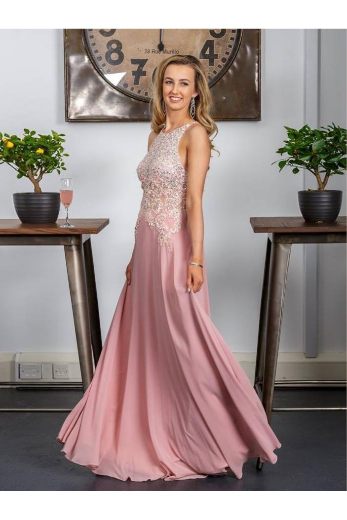 A-Line Beaded Lace Long Prom Dresses Formal Evening Gowns 6011370