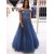 A-Line Beaded Off-the-Shoulder Long Prom Dresses Formal Evening Gowns 6011388