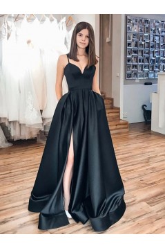 A-Line Long Black Prom Dresses Formal Evening Gowns 6011405