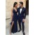 Long Navy Blue V-Neck Prom Dresses Formal Evening Gowns 6011423