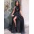 A-Line Long Black Prom Dresses Formal Evening Gowns 6011429