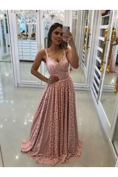 A-Line Lace Long Prom Dresses Formal Evening Gowns 6011451