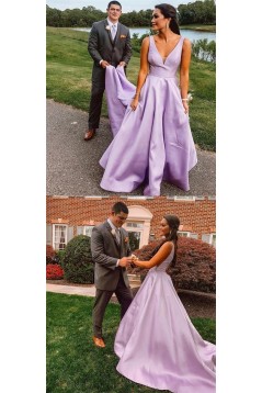 A-Line V-Neck Long Prom Dresses Formal Evening Gowns 6011459