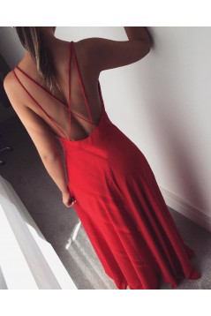 A-Line Long Red V-Neck Prom Dresses Formal Evening Gowns 6011479