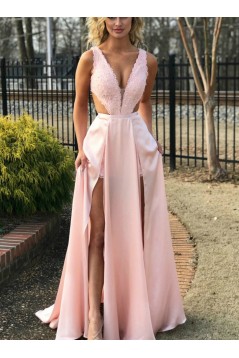 A-Line Beaded Lace Long Prom Dresses Formal Evening Gowns 6011505