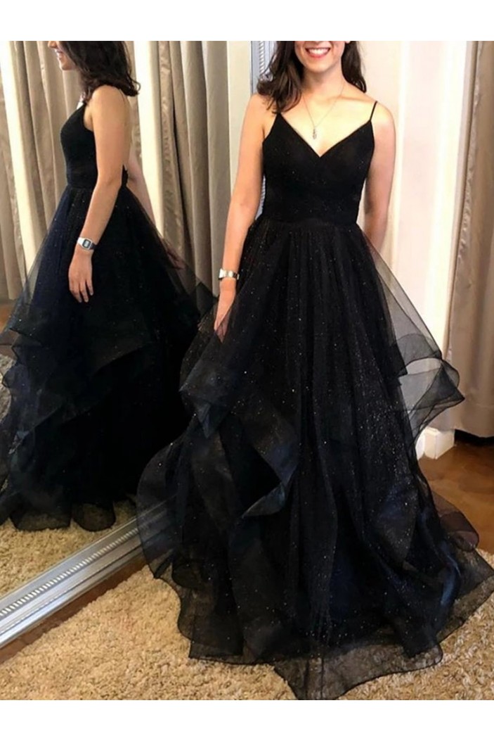 A-Line Sparkle Tulle Long Prom Dresses Formal Evening Gowns 6011511