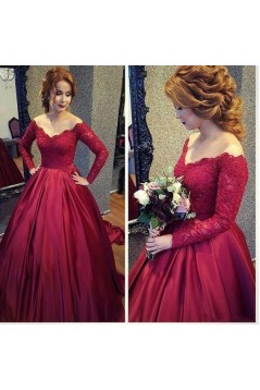 Ball Gown Beaded Lace Long Sleeves Prom Dresses Formal Evening Gowns 6011521