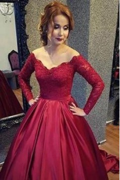Ball Gown Beaded Lace Long Sleeves Prom Dresses Formal Evening Gowns 6011521