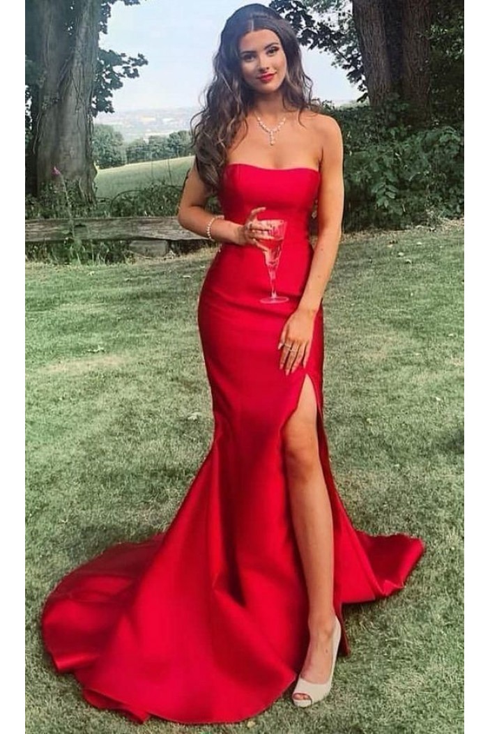 Mermaid Strapless Long Prom Dresses Formal Evening Gowns 6011526