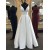 A-Line V-Neck Long Ivory Prom Dresses Formal Evening Gowns 6011566