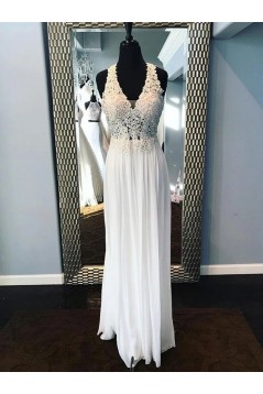 A-Line Lace Appliques Long Prom Dresses Formal Evening Gowns 6011567