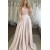 A-Line Lace Satin Two Pieces Long Prom Dresses Formal Evening Gowns 6011577