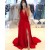 A-Line V-Neck Long Red Prom Dresses Formal Evening Gowns 6011598