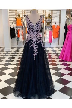 A-Line Beaded Lace Long Prom Dresses Formal Evening Gowns 6011607