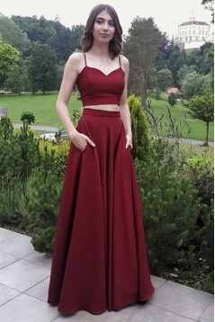 A-Line Two Pieces Long Prom Dresses Formal Evening Gowns 6011614