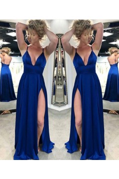 A-Line V-Neck Long Prom Dresses Formal Evening Gowns 6011616