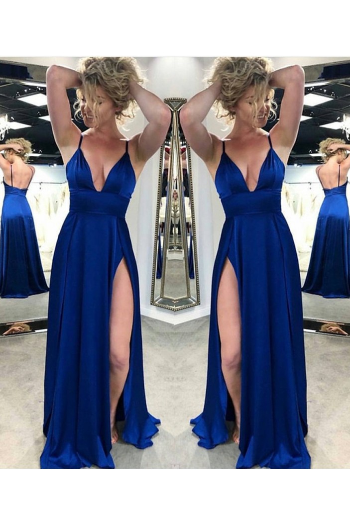 A-Line V-Neck Long Prom Dresses Formal Evening Gowns 6011616