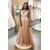 A-Line Tulle Lace V-Neck Long Prom Dresses Formal Evening Gowns 6011622