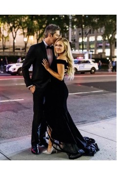 Long Black Off-the-Shoulder Prom Dresses Formal Evening Gowns 6011654