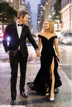 Long Black Off-the-Shoulder Prom Dresses Formal Evening Gowns 6011654