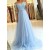 A-Line Off-the-Shoulder Lace Tulle Long Prom Dresses Formal Evening Gowns 601814