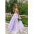 A-Line Lace Tulle V-Neck Long Prom Dresses Formal Evening Gowns 601822