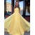 A-Line Spaghetti Straps Long Yellow Prom Dresses Formal Evening Gowns 601833