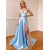A-Line Spaghetti Straps V-Neck Long Prom Dresses Formal Evening Gowns with Pockets 601849