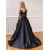 A-Line Spaghetti Straps V-Neck Long Black Prom Dresses Formal Evening Gowns 601852